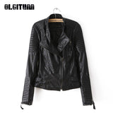 OLGITUM 2018 New Spring Fashion Bright Colors Good Quality Ladies Basic Street Women Short PU Leather Jacket JK477